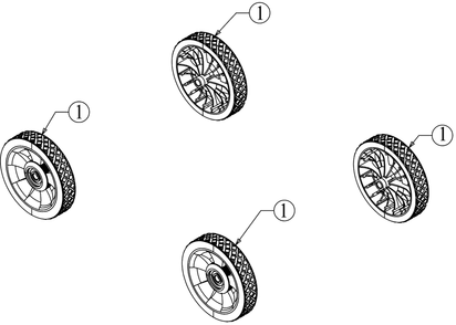 Wheels Diagram and Parts List for 11A-02MY345 2022 Yard Machines Lawn Mower